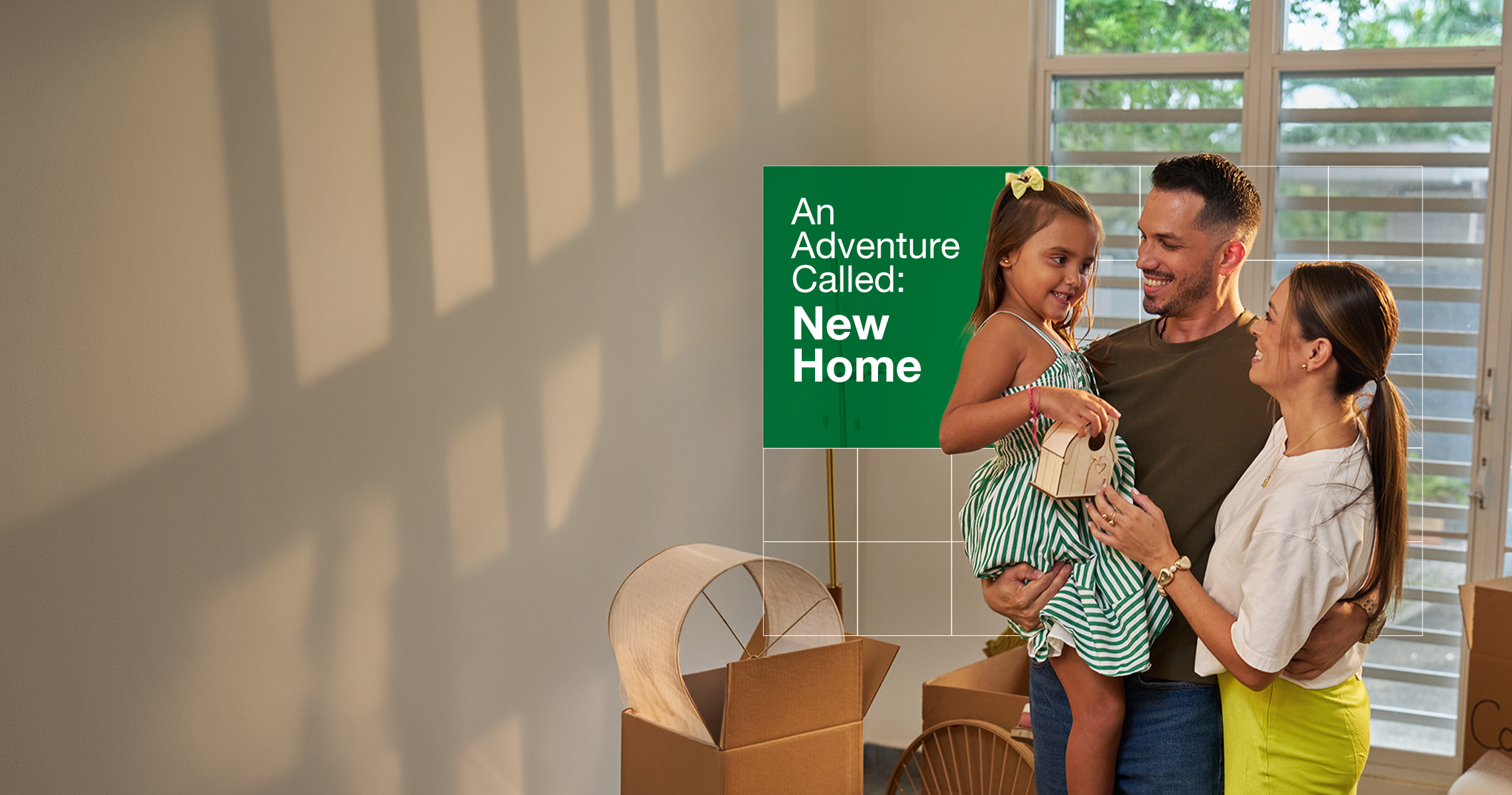 Family happy in their new home