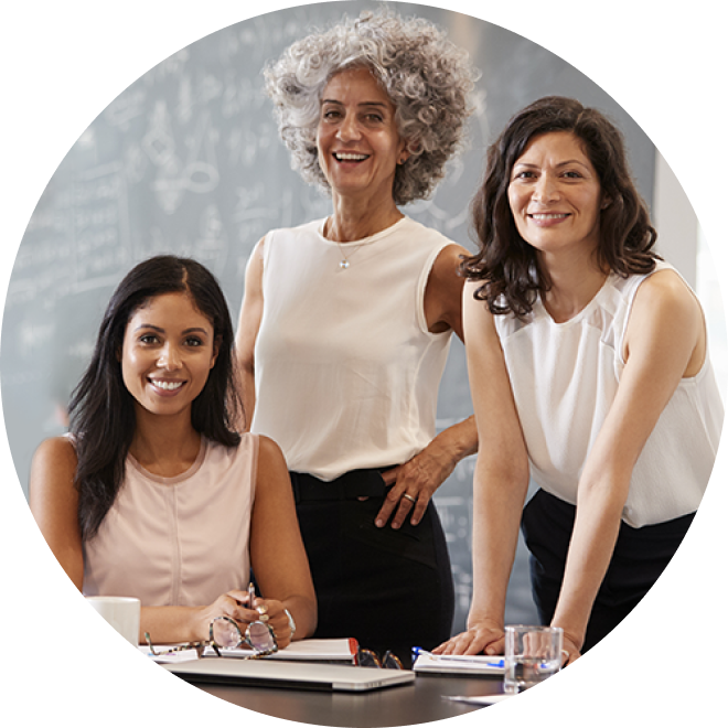 Three smiling women.