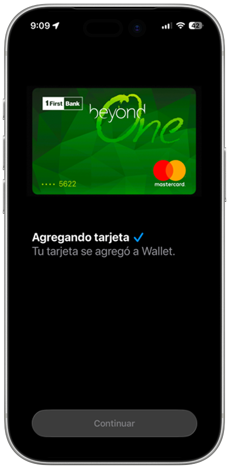 Pasos de como agregar la tarjeta desde el Apple Wallet