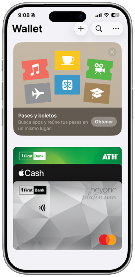 Pasos de como agregar la tarjeta desde el Apple Wallet