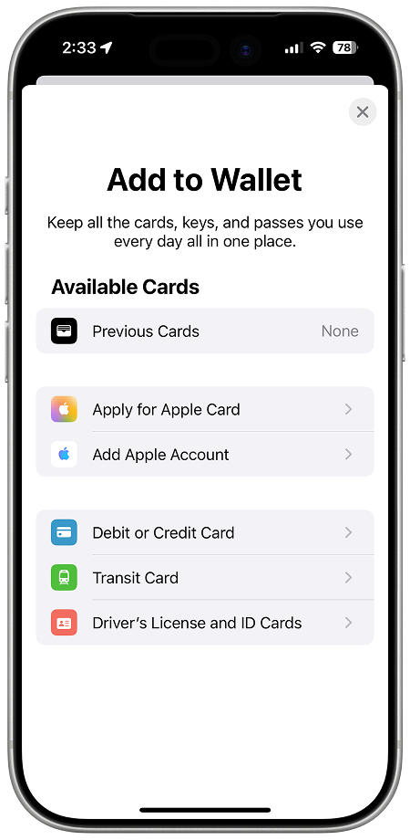 Steps how to add card on the Apple Wallet