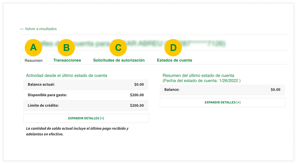 captura de pantalla opciones en cuentas registradas