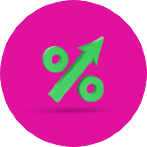 Percentage symbol with arrow in the middle