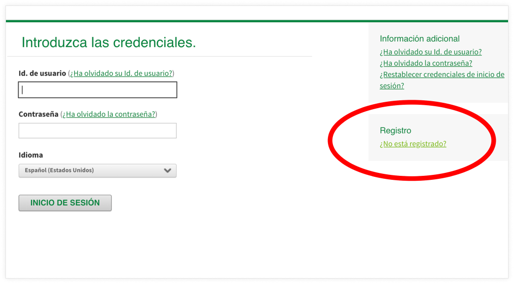 captura de pantalla de pres no registrado