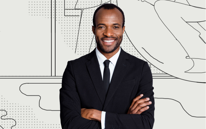 man in suit with arms crossed