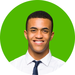 Man in white shirt, tie and green background