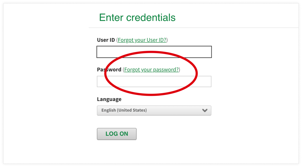 screenshot enter credentials