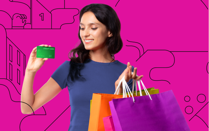 chica sisteniendo bolsas de tiendas