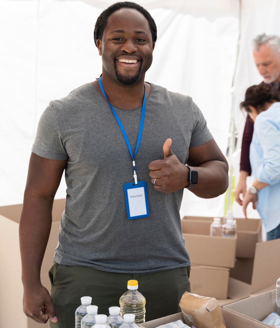 Smiling man makes okay sign