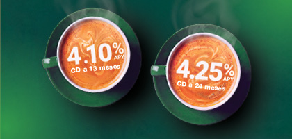 tazas de cafe con las tasas de interés de los certificados