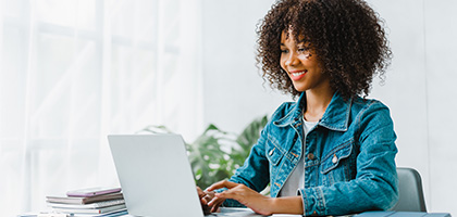Woman using a laptop