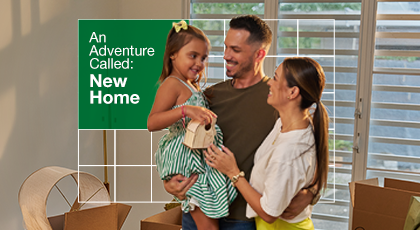 Family happy in their new home