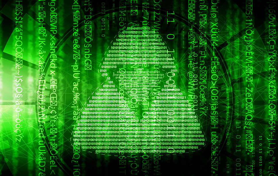 Ataque cibernético de ransomware que muestra archivos personales cifrados
